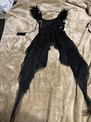 Punk Rave Goth Gothic Dark Festival Vinyl Mesh Feather Dress • $50