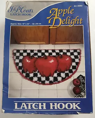 J&P COATS APPLE DELIGHT LATCH HOOK RUG KIT  No. 25002 Sz. 18  X 34  Vintage • $23.55