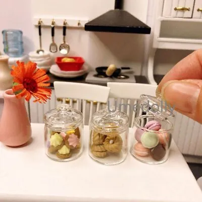 1:12 Doll House Miniatures Display Handmade Biscuit Cookie Glass Food Pastry Jar • $6.29