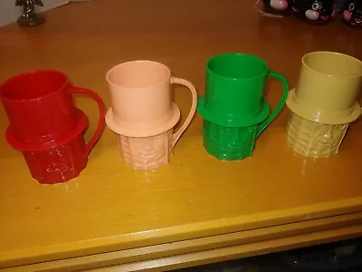 Lot Of 4 Vintage 1950-60'S Planters Mr. Peanut Pink Red Green & Tan Plastic Cups • $4.99
