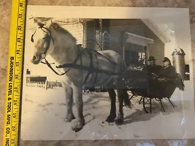 Antique Photo Horse Drawn Sleigh 14  X 11  • $36.50