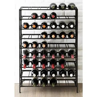 Black Metal Wine Rack Floor Stand 9 Tier Beverage 54 Bottle Storage Shelf • $169.99