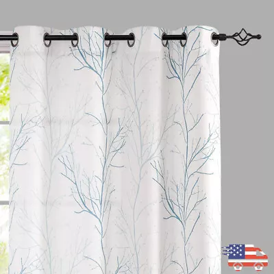 $26.34 • Buy 2 Panels Floral Print  Window Curtains Drapes For Living Room Grommet