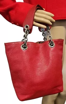 Maurizio Taiuti Small Red Leather Tote Handbag  Made In Italy • $21.89