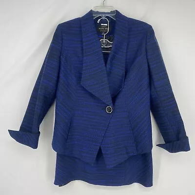 Twin Hill For Mary Kay Womens Size 12 Two Piece Skirt Blazer Suit Black Blue  • $27.97