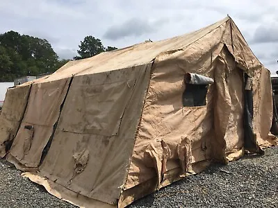 US Military Tent Expandable Modular Personnel Temper Desert Tan / 4 Section • $1200