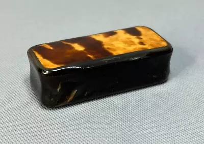 19c. Georgian Antique Tobacco Snuff Box Horn Faux Tortoise Veneer Hinged Lid • £136.36