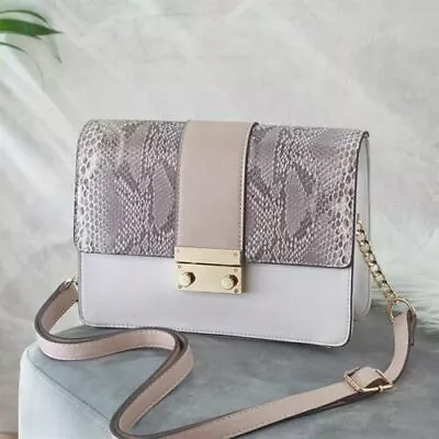 £19.99 • Buy Avon Lipsy Snake Print Cross Body Bag Pale Pink Chain Strap Ladies Handbag