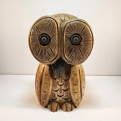 $15.99 • Buy Vintage Carved Wood BARN OWL Folk Art Bird Sculpture 