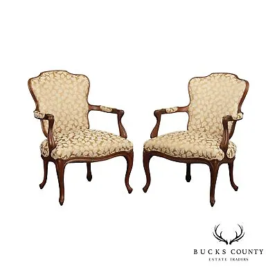 Hickory Chair French Louis XV Style Pair Of Fauteuil Armchairs • $1295