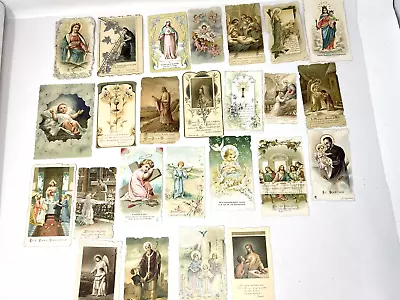 VTG ANTIQUE 1900's LOT OF 25 DIE CUT HOLY PRAYER CARDS  RELIGIOUS CATHOLIC 1 • $36.34