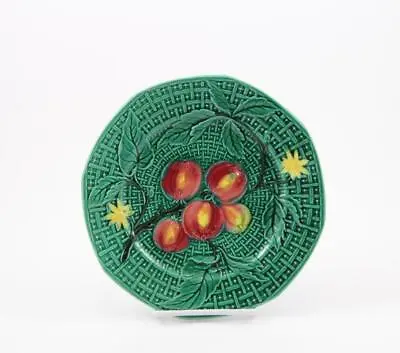 Antique George Scheider Zell Germany Fruit Flower Basketweave Majolica Plate • $29.95