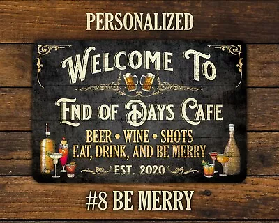 Bar Sign Vintage Black Wood Design - Personalized Metal Sign • $39.99