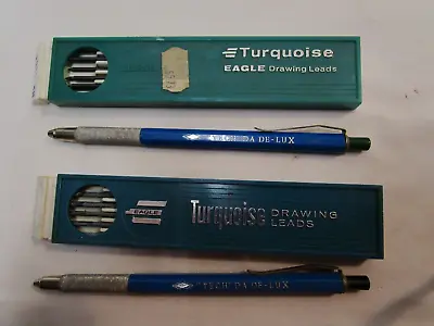 2  Tech  Da De-Lux Mech. Pencils 2 Cases Turquoise Eagle Drawing Leads 4H 6B • $8