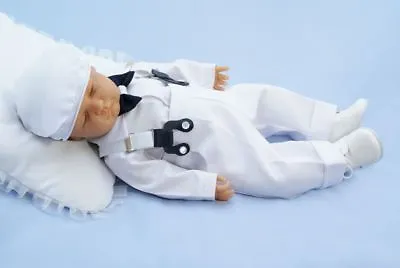 Baby Boy White Outfit Christening Baptism Pageboy Formal Smart Outfit Hat  0-18M • £27.99