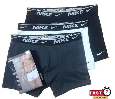 Nike Men's Cotton Stretch Boxers Underwear Pack Of 3  Charcoal / White / Black • £15.99