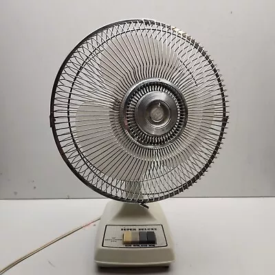 Vintage Perfect Design Super Deluxe 12” Oscillating Fan 3-Speed Button Table • $69.90