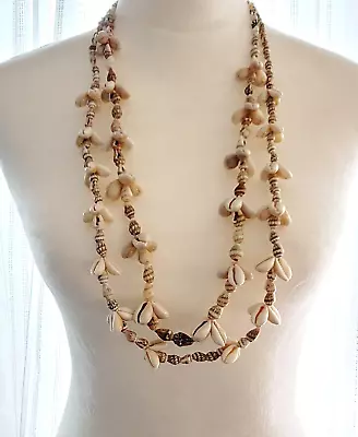Vintage Hawaiian Seashell Necklaces Aloha Hawaiian Shell Leis Set Of 2 • $19.99