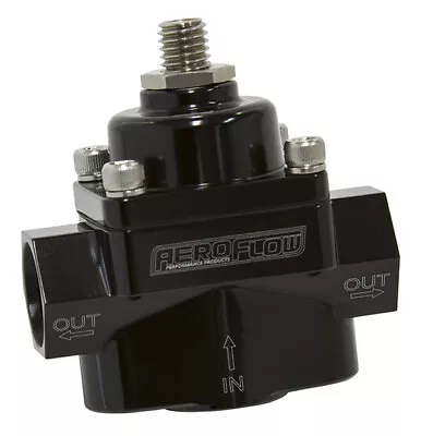Aeroflow Billet 2-Port Fuel Pressure Regulator -8 ORB Ports Black Adjustable • $91.20