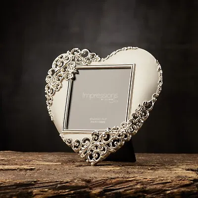Heart Lace Polished Silver Photo Frame 14cm X 14cm In Presentation Box 20233 • £11.99