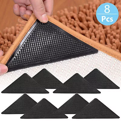 8/4PCS Rug Carpet Mats Grippers Non Slip Anti-skid Washable Reusable Grips Pads • $8.48