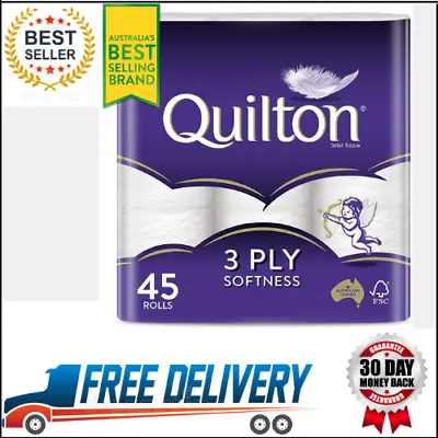 $28.99 • Buy Toilet Paper 45 Rolls Quilton 3 Ply White Soft Tissue Bulk