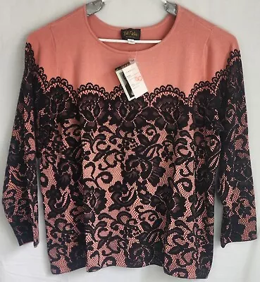 Bob Mackie Wearable Art NWT Womens Long Sleeve BlouseSize 2X Pink & Black • $28