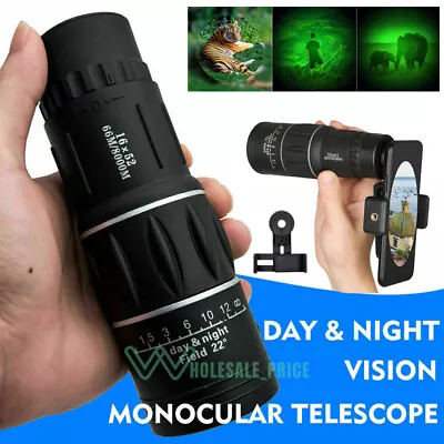 Military 16X52 Monocular Zoom Dual Focus Night Vision Telescope Hunting Camping • $16.19