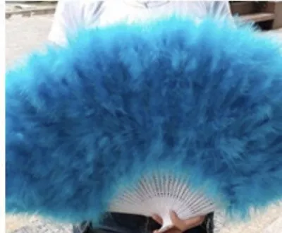 Marabou Feather Fan 32” Wide By 18” Tall Turquoise Blue. 2 Available. • $38