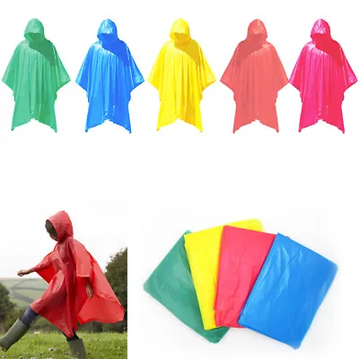 2 Emergency Rain Poncho Reusable Rain Hooded Rain Coat Outdoor One Size Fits All • $6.90