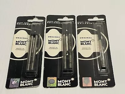 Vintage Mont Blanc Ballpoint Pen Refill Medium Point Black Ink New- 5 Refills! • $49.99