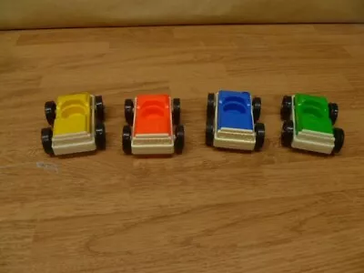 Vintage Fisher Price Little People Parking Garage 4 Cars - Yellow Red Blue Green • $16.99