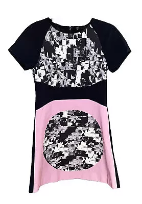 Tibi Women's Arel Floral Print Mini Shift Dress LV5 Black/Pink Size 8 • $17