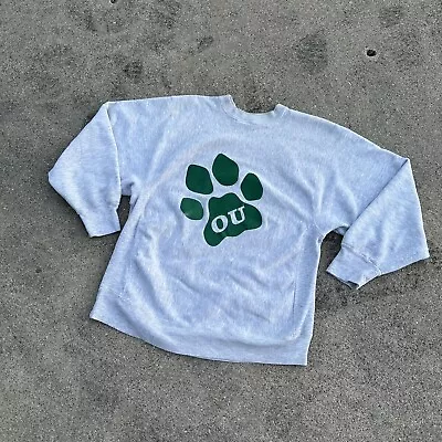 Vintage 80s Ohio University Bobcats Reverse Weave Sweatshirt M/L Fraternity Frat • $39.95