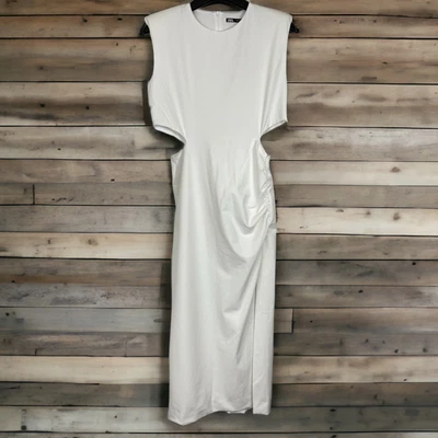 $40 • Buy ZARA Cut Out Midi Dress Solid White Side Slit Medium