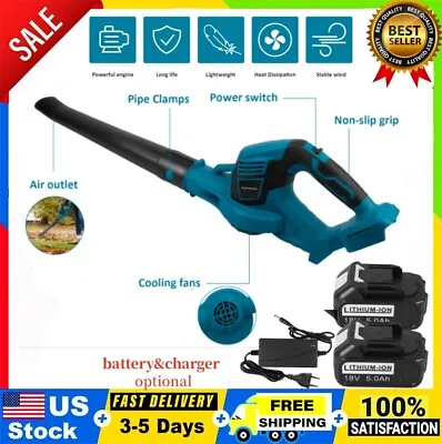 330CFM Cordless Leaf Blower Garden Yard For 18V Makita W/ 5.0Ah Battery &Charger • $56.99