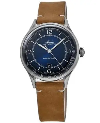 New Mido Multifort Patrimony Blue Dial Leather Men's Watch M040.407.16.040.00 • $781