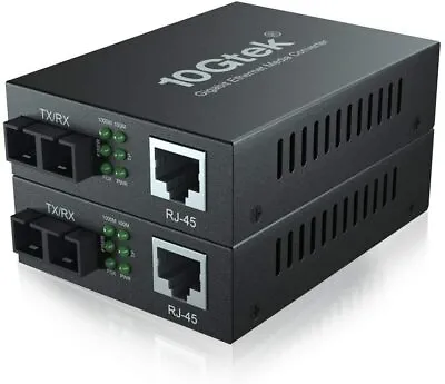 2-pack Gigabit Fiber Optic Media Converter SC Fiber To Enthernet Converter 20KM • $44.99