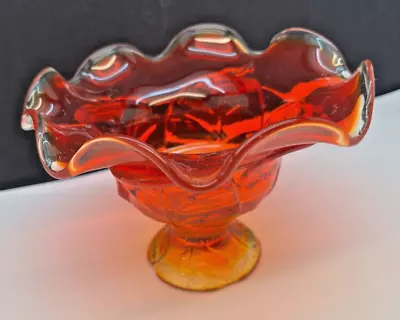 Vintage Viking Glass 7623 Leaf Orange Compote • $12.97