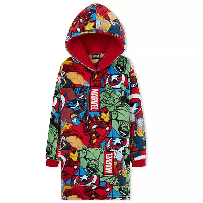 Marvel Oversized Blanket Hoodie Kids Avengers Captain America Iron Man Thor Hulk • £19.49