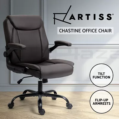 Artiss Executive Office Chair Computer Gaming Chairs PU Leather Mid Back Brown • $99.95
