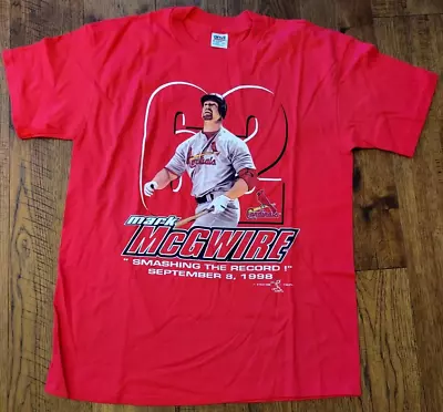 VTG St. Louis Cardinals Mark McGwire T Shirt Home Run Record 62 XL Made In USA • $9.99