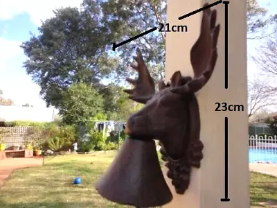 Vintage Style Moose Deer Cast Iron Door Bell Rustic Brown 23cmHx21cmW • $52.50