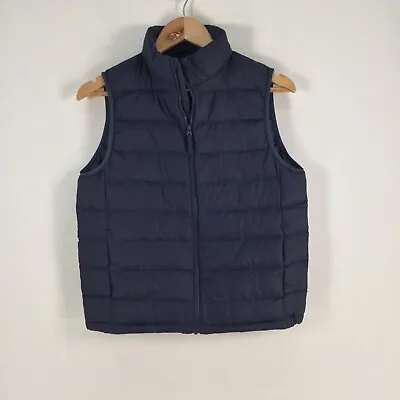 Uniqlo Boys Puffer Vest Jacket Size 13 Years Navy Blue Sleeveless Zip 060264 • $19.95
