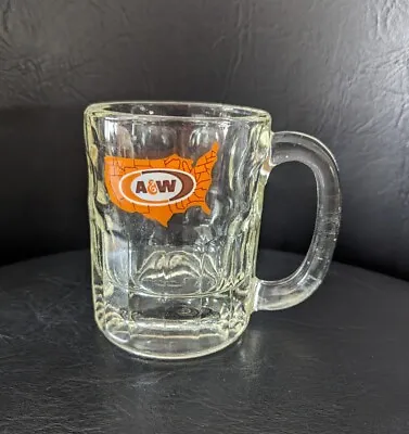 Vintage Small AW ROOT BEER Logo 4 1/4  Tall HEAVY GLASS 8 OUNCE MUG • $9.95