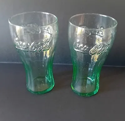 Coca Cola Glass X 2 Green Tint 3/4 Pint • £4.99