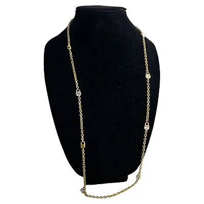 Michael Kors Logo Gold Tone Crystal Cocktail Party Necklace Miniature Locks 34  • $49.49