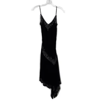 J KARA Evening Dress Womens 6 Beaded Handkerchief Hem Fairycore Whimsygoth Prom • $59.98