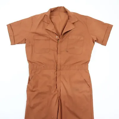 Vintage 80s Big Ben Short Sleeves Coveralls Romper Workwear Brown 38 X 30 • $40.49