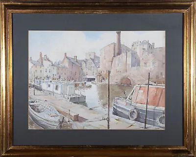 J.L. - 20th Century Watercolour Canal Scene With Boats • £127